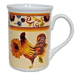 Gibson Home Urban Rooster Chicken Coffee Mug Tea Cup 12-oz Floral Kitchen New